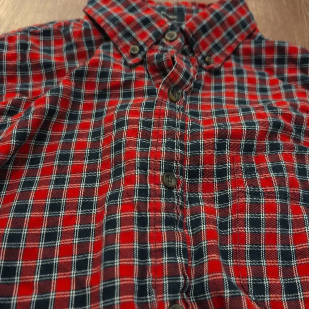 J.CREW Men's Medium Brushed Twill Button Up Shirt Red Plaid Tartan‎ Slim Cotton